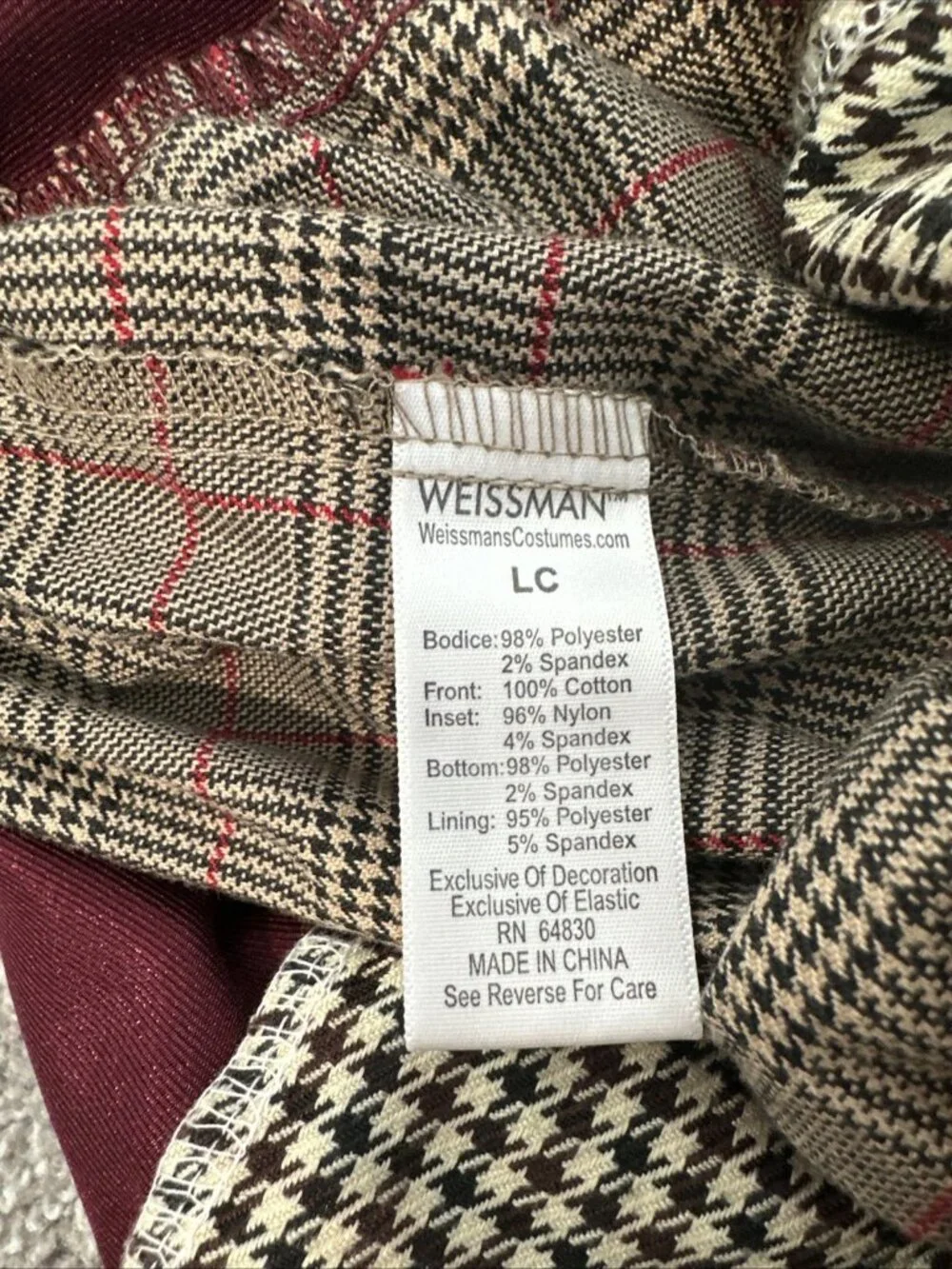 Weissman King Of New York Plaid Newsie Dance Costume Biketard Romper GirlsSize L